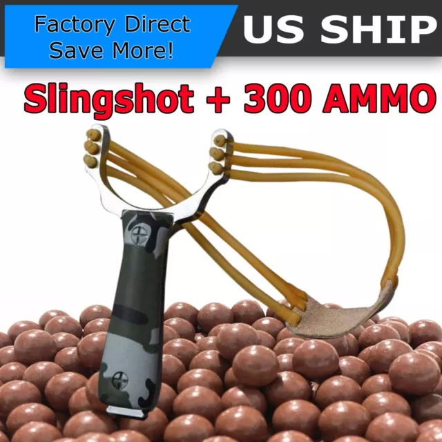 300 Sling Shot Ammo Slingshot CAMOUFLAGE High Velocity Powerful Catapult Outdoor