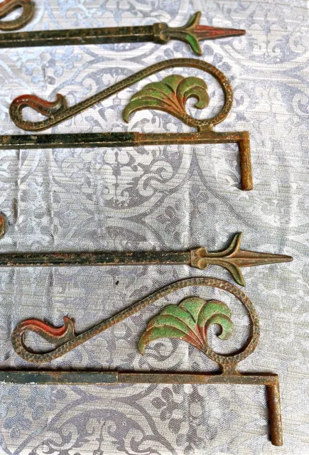 4 Antique Ornate Cast Iron Swing Arm Adjustable Curtain Rods Wall Bracket Hanger 4
