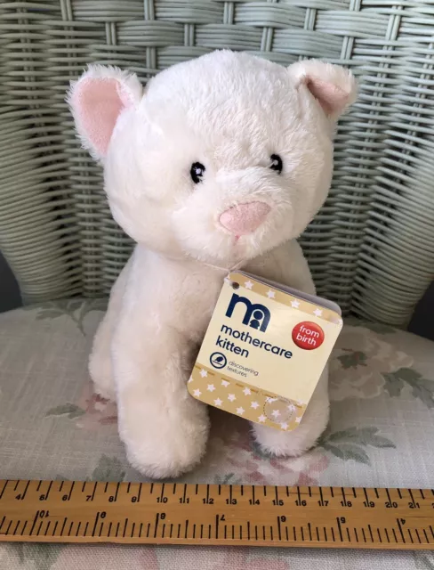 Neu Mit Etikett Mothercare Creme Elfenbein Katzen Weichspielzeug Tröste Rosa Ohren Nase Neues Etikett