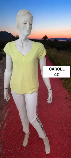 Haut Femme CAROLL Taille 38 - Tee Shirt Manches Longues Violet Prune, Occasion Très Bon état