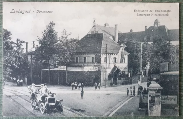 Ak Dresden Laubegast. Forsthaus. Endstation der Straßenbahn. 1910