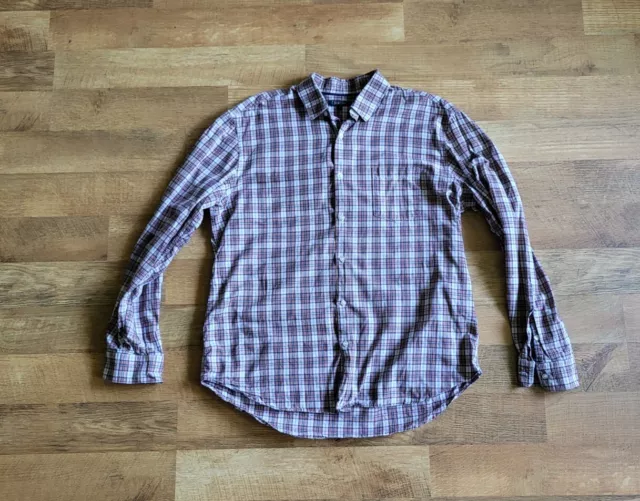 BLADE + BLUE size large plaid button front shirt made in USA great condition