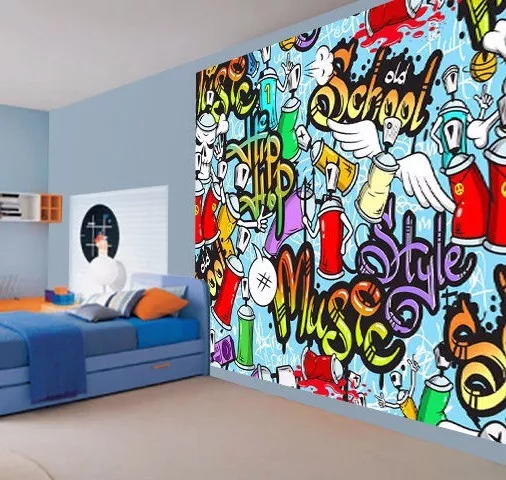 Cool kids graffiti music style hip hop school wallpaper wall mural (29971665)