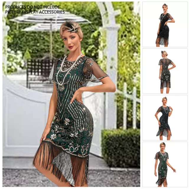 Plus Size 1920's Flapper Dress Sequin Fringe Cocktail Party Great Gatsby Costume