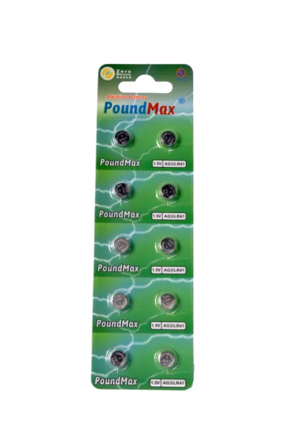 PoundMax AG3 Knopfzelle Knopfbatterie LR41 SR41 392 AG3 G3 SR41W GP92A MHD 2025