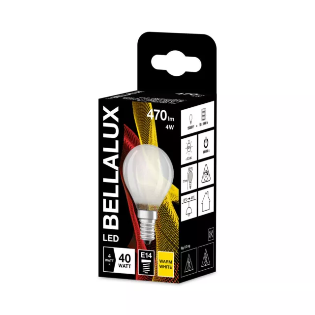 10 x Bellalux LED Filament Tropfen 4W = 40W E14 matt 470lm 827 warmweiß 2700K 7