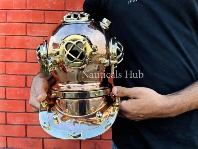 Mini Copper Diving Helmet 10" Diving Divers Marine Scuba Nautical Table Helmet