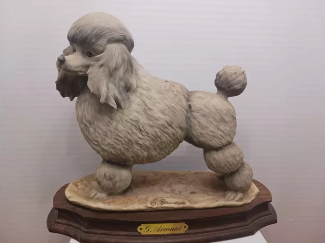Vintage 1983 Gisuppe Armani Large Poodle Dog Figurine, Florence Italy 10 x 8 1/2