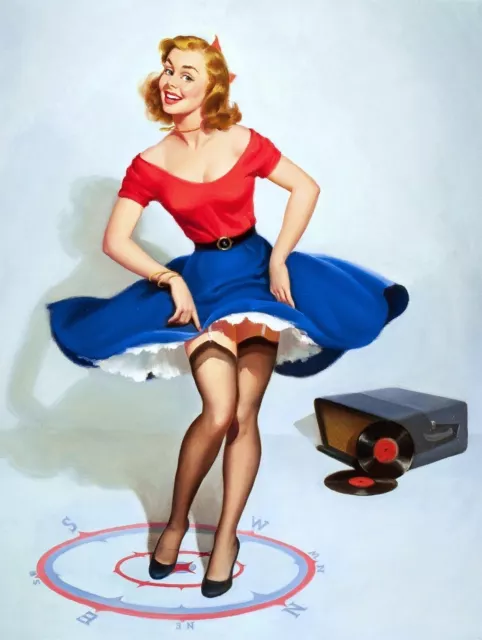 Pin Up CD Girl Plaque Retro Art  printed metal sign vintage sign tin