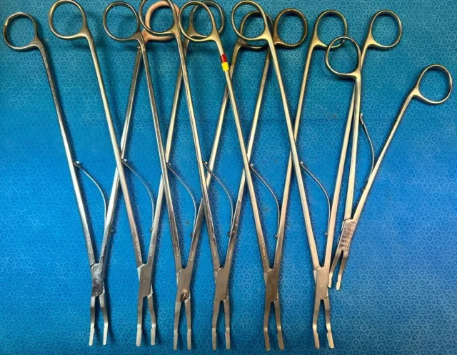 LOT OF 7 WECK 523180 HEMOCLIP CLIP APPLYING FORCEPS, 10.75", Large(D740)