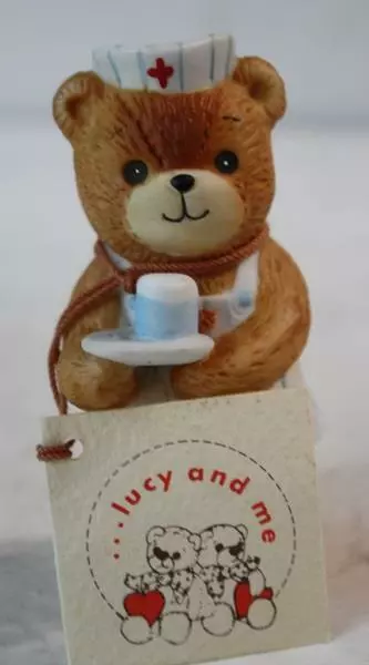 Teddy Bear Figurine Enesco Lucy and Me Nurse Outfit Bear Ceramic Porcelain CUTE