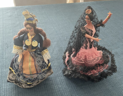 VINTAGE Marin Spanish Flamenco Dancer Chiclana Pink Doll  7.5" And Other Doll