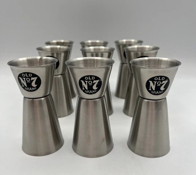 JACK DANIEL'S DOUBLE Jiggers Old No. 7 Whiskey Stainless Steel Set of 9