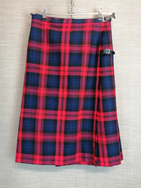 Vintage Moffat Weavers Scottish Red Tartan Kilt Skirt Uk Size 16