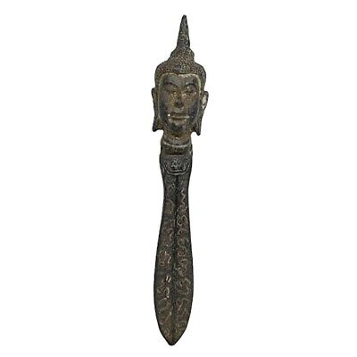 Khmer Buddha Head Knife Amulet Shakyamuni Yantra Mantra Metal Talisman Sword