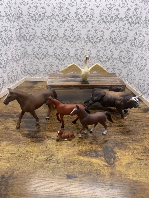 Lot Of Horses And Farm Animals Schleich Big Country Others Bull
