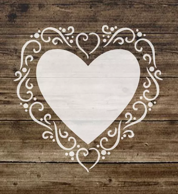 Stencil Shabby Chic HEART French Vintage Sign Furniture Mylar 125 micron A5 (31)