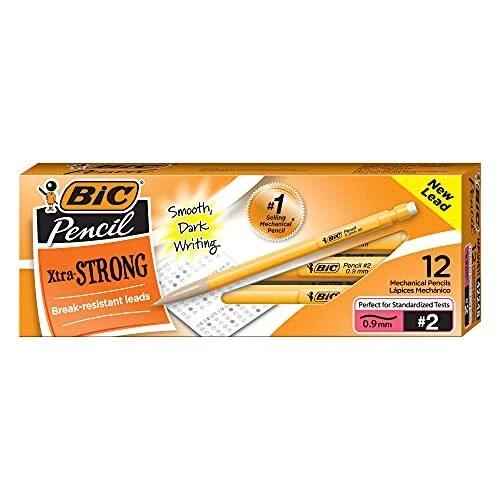 Xtra-Strong Mechanical Pencil, Yellow Barrel, Thick Point (0.9mm), 12-Count