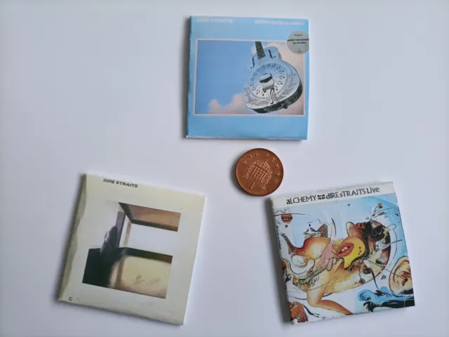 3 X Dire Straits Mini LP Albums 50mm,Cover, Sleeve+Vinyl Record. size 1:6 No58