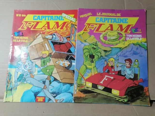 LOT N° 6 bis & 13 /BD VINTAGE CAPITAINE FLAM, Inclut Dan DARE /époque goldorak