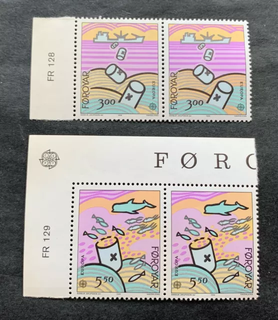 Faroe Islands Denmark Danmark 1986 - 4 mint margin stamps Michel No. 134, 135