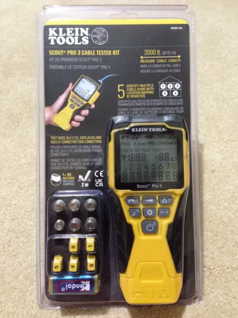 KLEIN Cable Pro Tester Ethernet Data Video Voice Coax TV Satellite F RJ45 fluke