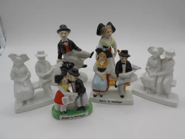 ( 02 ) Superbe Lot De 6 Figurines Alsacien / Alsacienne En Porcelaine Allemande