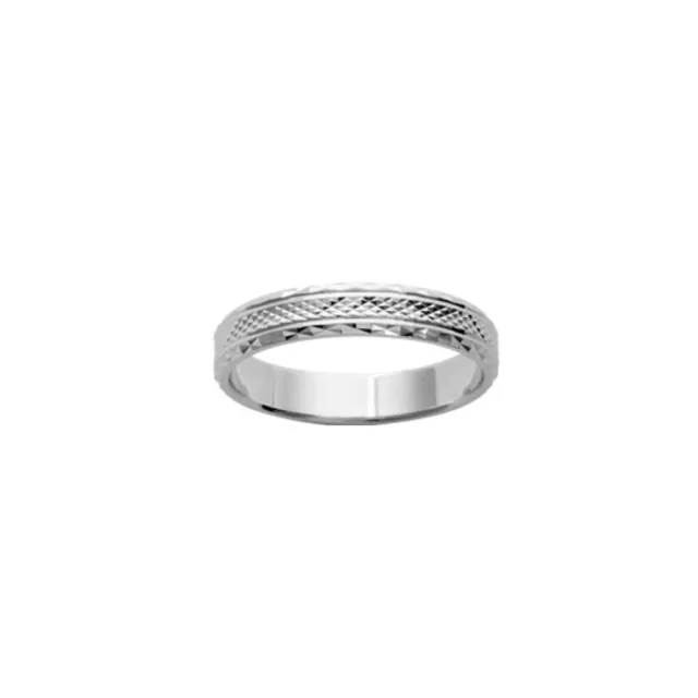 Bague Homme Alliance Argent 925 Rhodié Anneau 4mm Biseauté