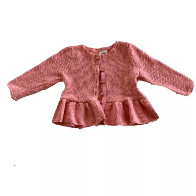 Gorgeous Ted  Baker baby girls peach Soft Orange knit cardigan Size 0 Button Up