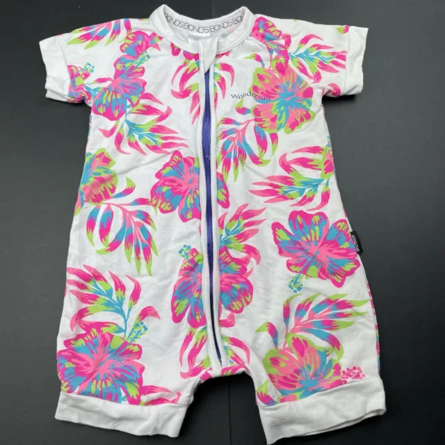 Girls size 0, Bonds, floral zip wondersuit / zippy / romper, EUC