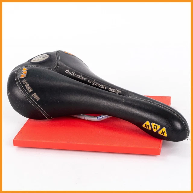 Selle De Vélo De Course Selle Italia "Mundialita" - Cuir Noir, état Neuf Ancien Stock (NOS), Vintage Années 80