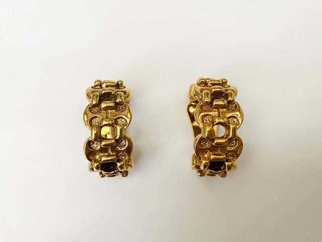 Boucles D'oreilles Clip Vintage Louis Féraud Paris - Émaillées Vertes, Métal Doré, Occasion