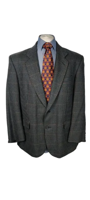 St Michael M&S Vintage Men's Check Tweed Jacket Pure Wool Made In UK 44S