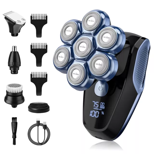 SEJOY 5in1 Electric Shaver Razor Cordless Bald Head Waterproof Cordless Trimmer