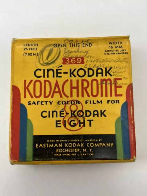 1946 Cine-Kodak Kodachrome película de seguridad 8 mm grabaciones de películas tal cual
