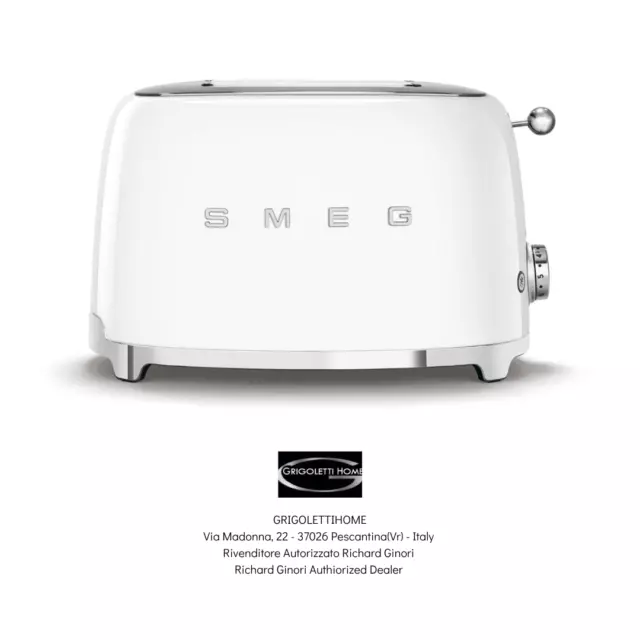 Grille-Pain SMEG Blanc Poli - 2 Tranches - Prise Eu - Code TSF01WHEU - Revendeur