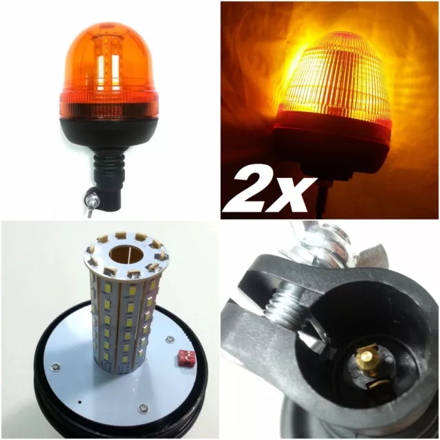 2x Recupero Strobo LED Ambra Luce Arancione Specifico Lampeggiante Beacon Camion