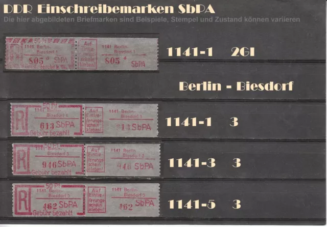 DDR R-Zettel SbPA Einschreibemarken Berlin-Biesdorf 1141 postfrisch ** LOT