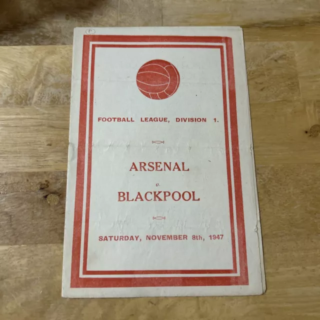 ARSENAL (CHAMPIONS) v BLACKPOOL 1947/48 PROGRAMME