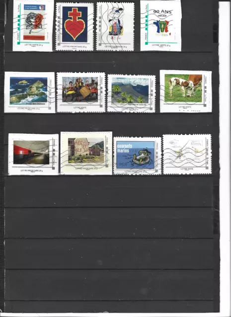 Lot n°5 : 1 lot de 12 timbres collector oblitérés, thèmes divers