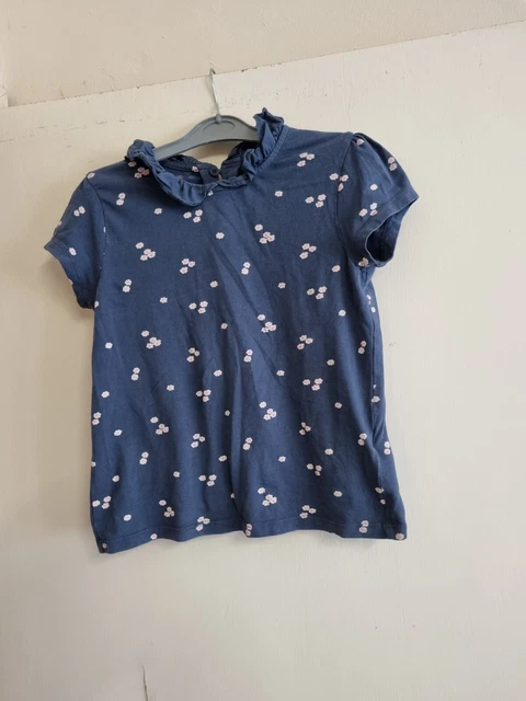 girls blue floral short sleeved t-shirt top age 5-6 yrs by Next