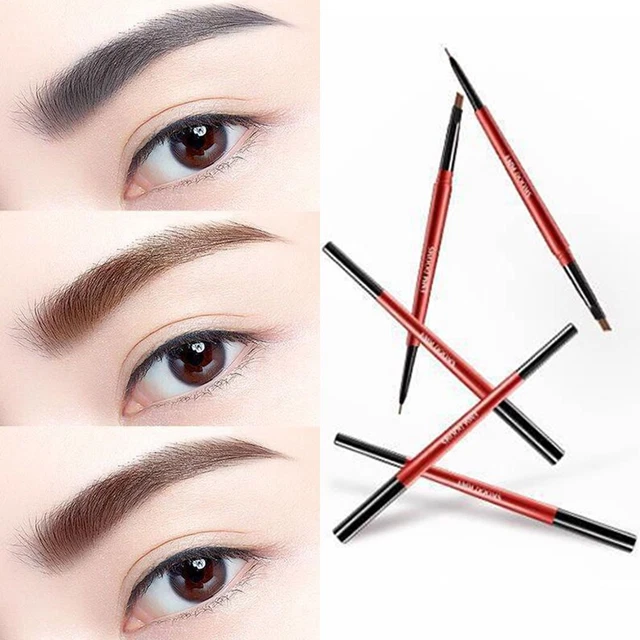 Lápiz de cejas cosmético lápiz de doble cabeza de larga duración bolígrafo de tatuaje herramienta de maquillaje