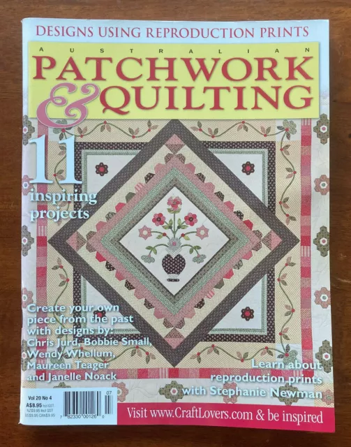 Australian Patchwork and Quilting Vol 20 no.4, Pattern Sheet Included.