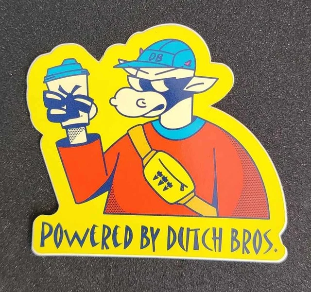DUTCH BROS STICKER February 2022 Powered by Dutch Bros Coffee Cow 3.25