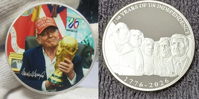 DONALD TRUMP SILVER Coin World Cup 2026 250 Autograph President FIFA ...