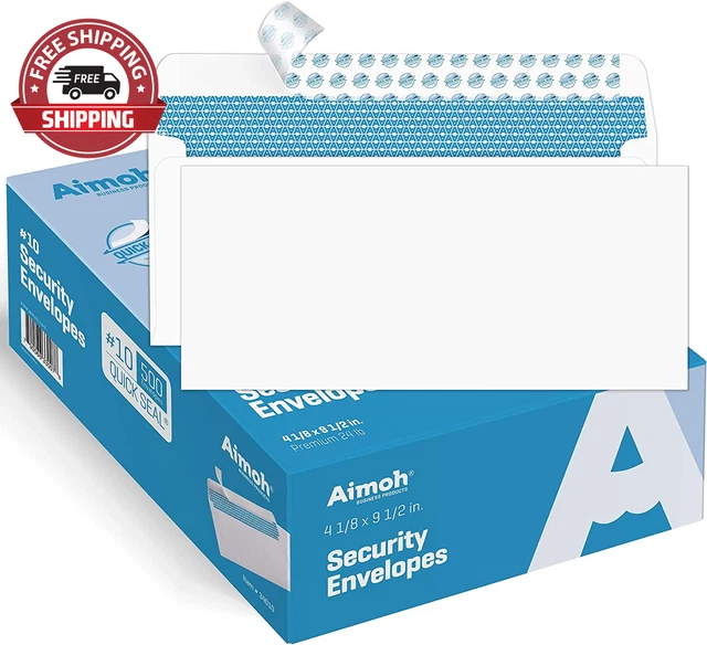 #10 Security Self-Seal Envelopes, Windowless Design, Premium Security Tint Patte