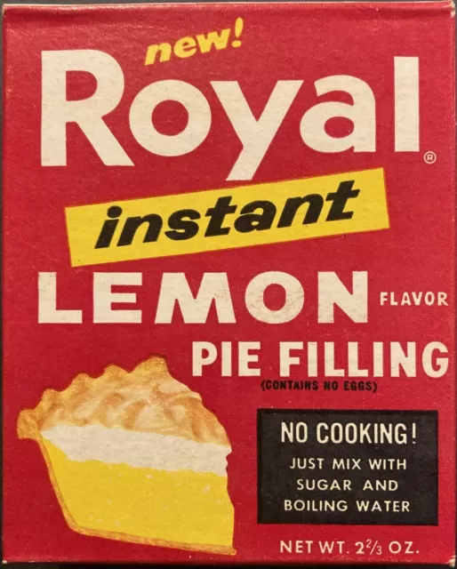 Vintage 1950s Full Unopened Box of Royal Lemon Instant Pie Filling. "NOS"