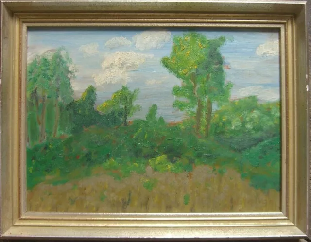 Verte Prairies°Arbres Jardin Park ° Peinture À L'Huile Expressionniste Ancien