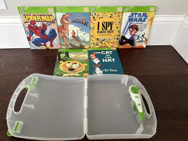 LEAP FROG TAG READING HARDCOVER BOOKS LOT of 6 with Reader Pen Carrying Case EUC