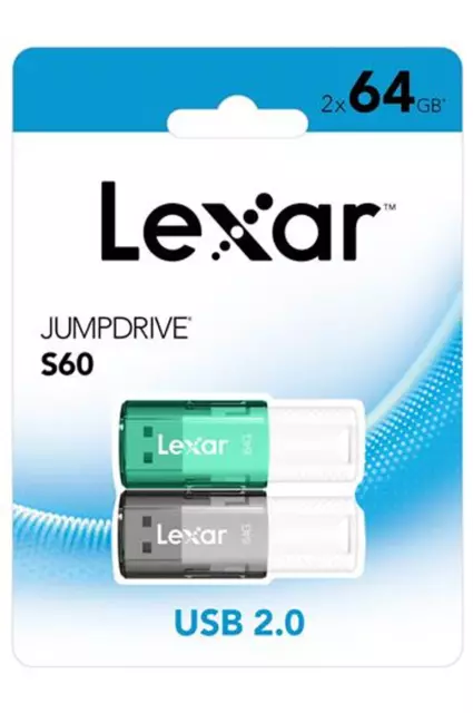 LEXAR PACK 2 Cles Usb2 Jumpdrive 64Go S60 EUR 52,99 - PicClick FR